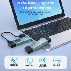 Wireless Hdmi Transmitter and Receiver, Wireless HD Extender Plug & Play Portable 2.4G/5G with LED Screen Wireless Hdmi Kit for Streaming Video and Audio to Monitor from Laptop/Pc/Tv Box/Projector