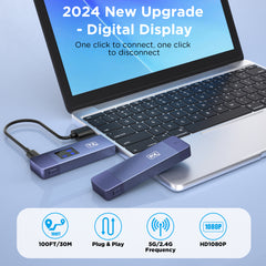 Wireless HDMI Transmitter and Receiver, Wireless HD Extender Plug & Play Portable 2.4G/5G with LED Screen Wireless HDMI Kit for Streaming Video and Audio to Monitor from Laptop/Pc/Tv Box/Projector