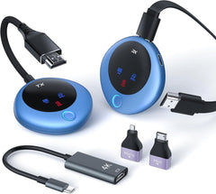 Wireless HDMI Transmitter and Receiver, 4K Decode 1080P Output, 2.4G/5G Plug & Play, for Streaming Video/Audio/Files, Audio Sync, USB-C to HDMI Adapter, No Need App/Bluetooth/WiFi