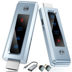 Wireless HDMI Transmitter and Receiver, HD Extender Plug & Play Portable 2.4G/5G with LED Screen Wireless HDMI Kit for Streaming Video and Audio to Monitor from Laptop/PC/TV Box/Projector