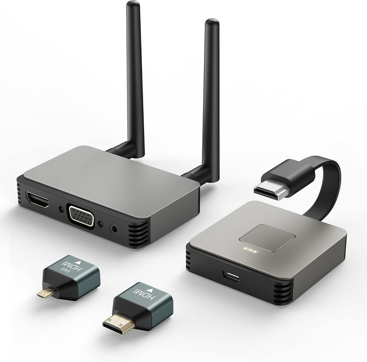 Wireless HDMI Transmitter and Receiver 4K, Wireless HDMI Adapter Plug & Play 2.4/5GHz Streaming Video/Audio from Laptop, PC to HDTV/Projector/Monitor