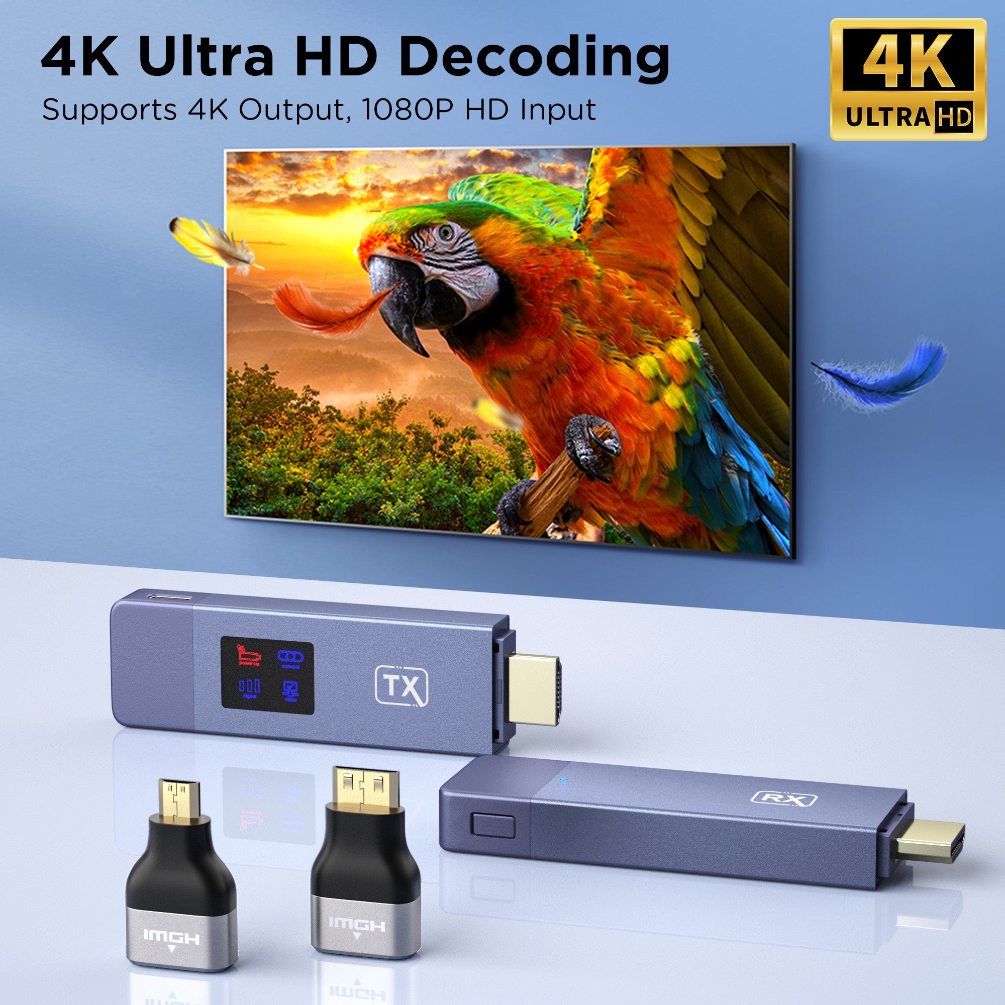 Wireless HDMI Transmitter and Receiver, Wireless HD Extender Plug & Play Portable 2.4G/5G with LED Screen Wireless HDMI Kit for Streaming Video and Audio to Monitor from Laptop/Pc/Tv Box/Projector