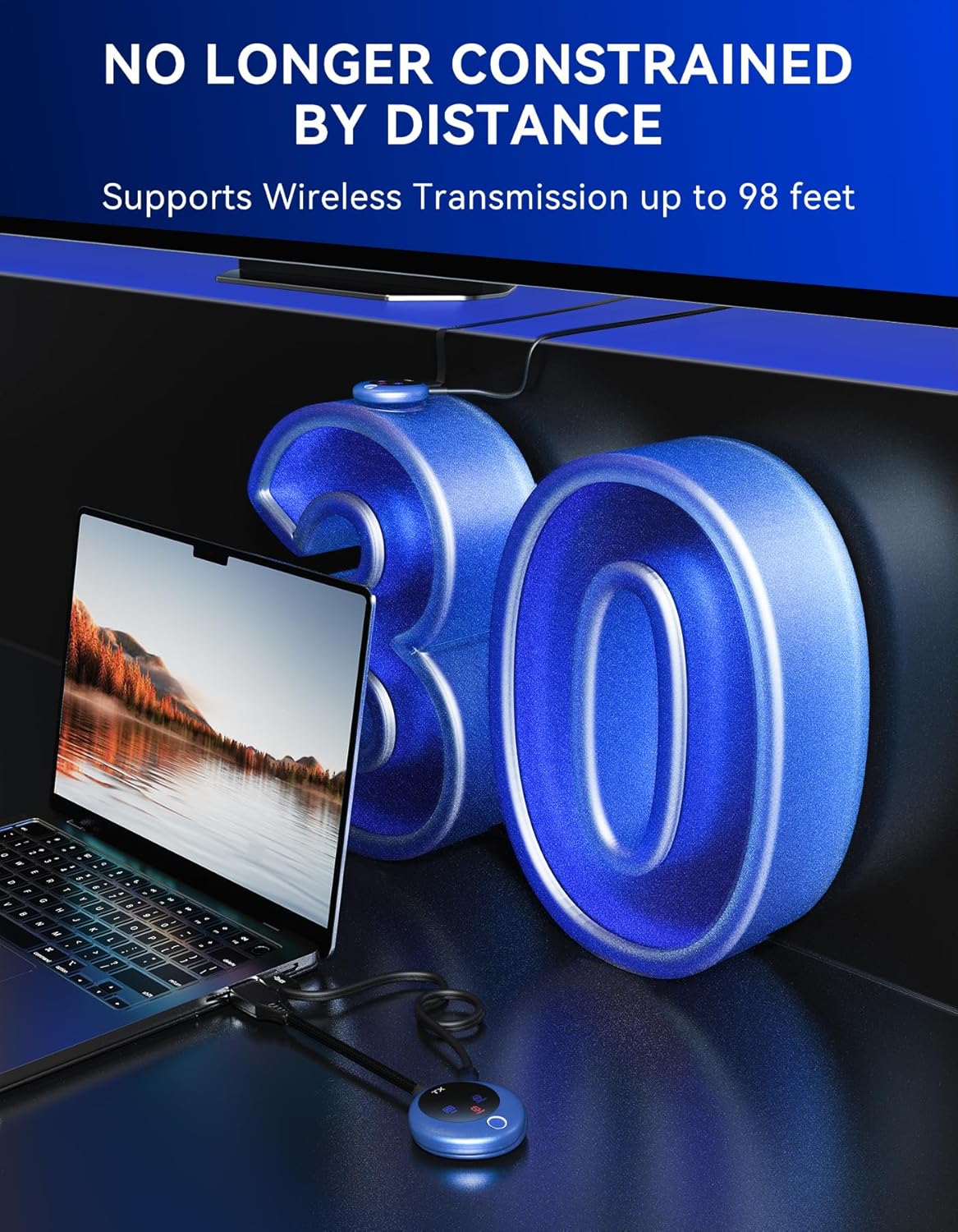 Wireless HDMI Transmitter and Receiver, 4K Decode 1080P Output, 2.4G/5G Plug & Play, for Streaming Video/Audio/Files, Audio Sync, USB-C to HDMI Adapter, No Need App/Bluetooth/WiFi
